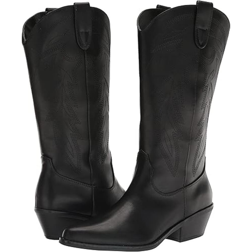 Madden Girl Black Western Knee-High Ankle Booties